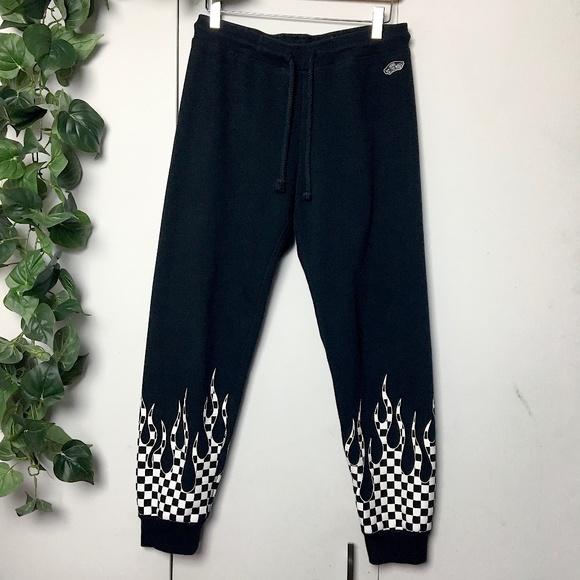 Vans Pants - VANS Off The Wall White Checkered Fire Sweatpants